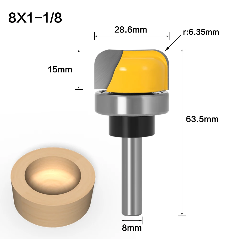 Bowl & Tray Template Bit — Bearing-Guided