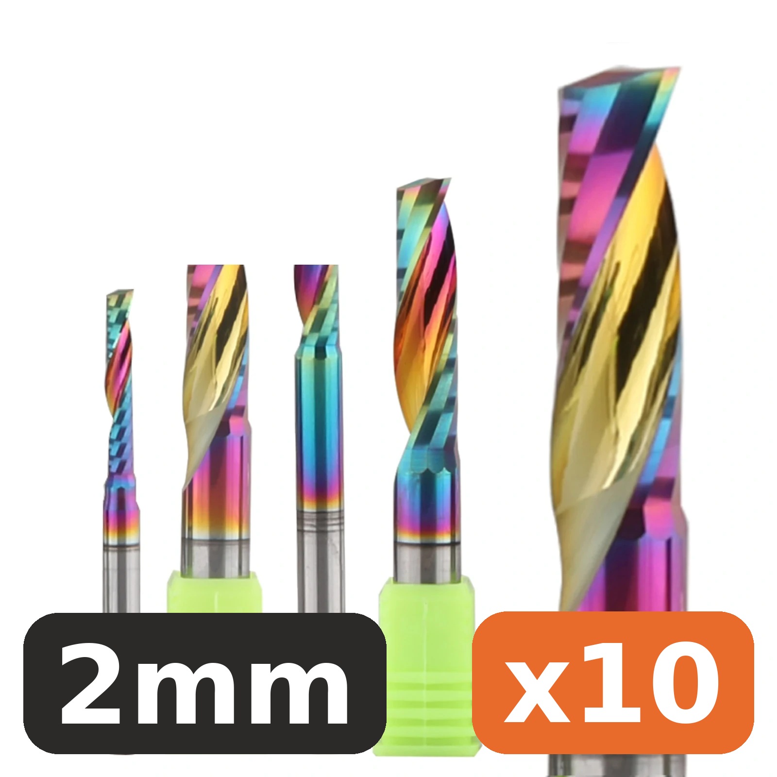 Single-Flute Up-Cut Bit — 1/8" Shank, DLC Carbide (10-Pack)
