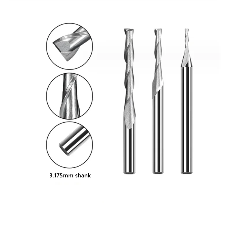 Two-Flute Up-Cut Spiral — 1/8" Shank, Carbide (10-Pack)