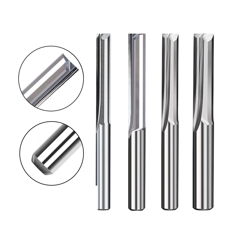 Two-Flute Straight — 3.175/4/6mm, Carbide (5-Pack)